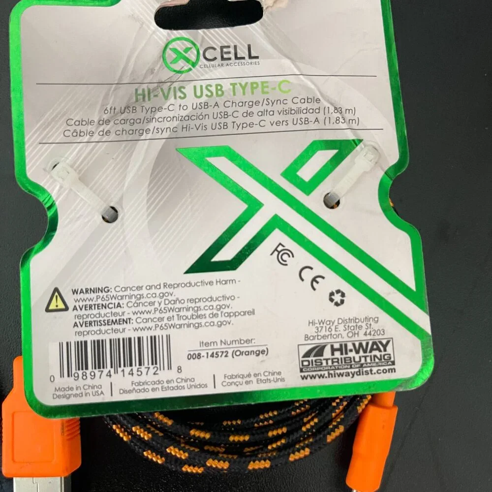 6FT USB Type-C to USB-A Charge & Sync Cable with Hi-Vis Prismatic Tips and Retro - Picture 2 of 3